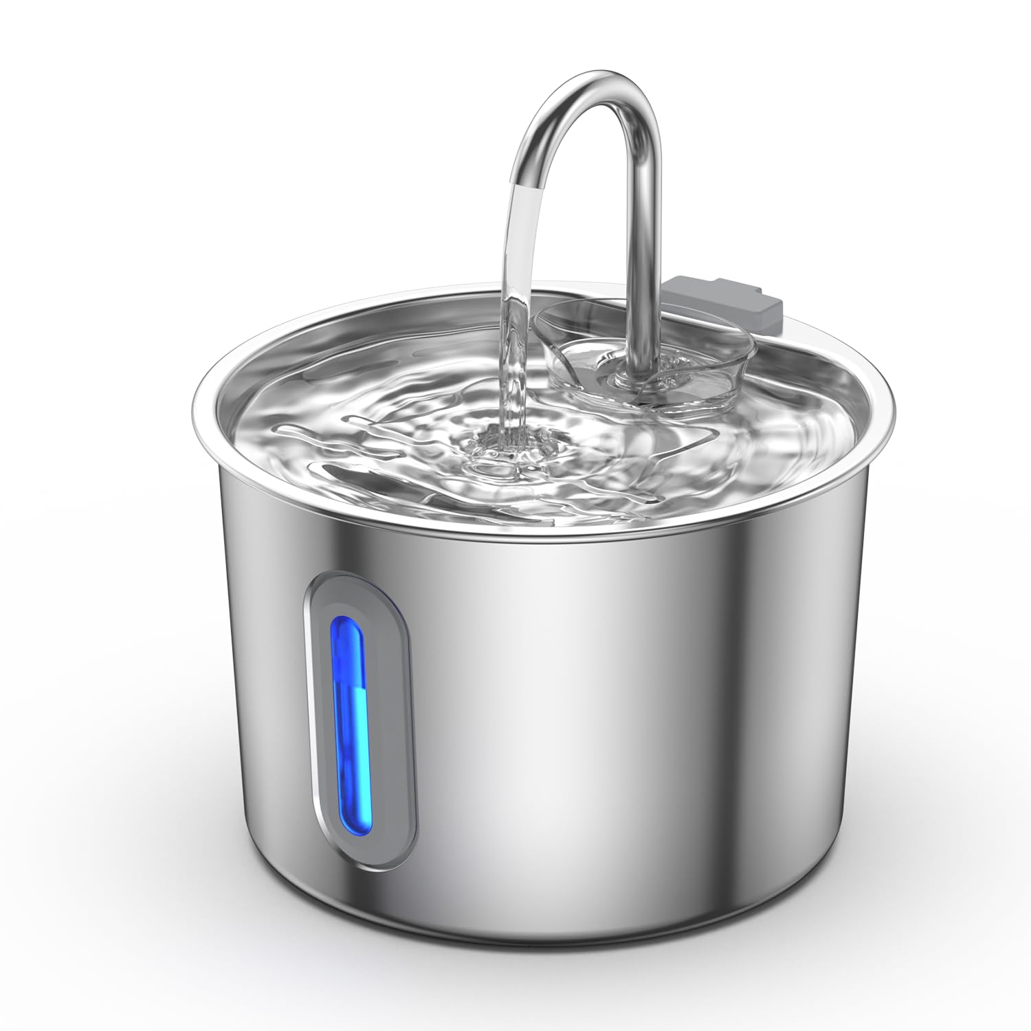 Zivacate Fontanna dla Kota 2,2 L w Stali Nierdzewnej – Cicha Automatyczna Fontanna z Filtracją Trzystopniową, Łatwa w Czyszczeniu, Zasilana USB, Zawiera 3 Filtry + 3 Gąbki