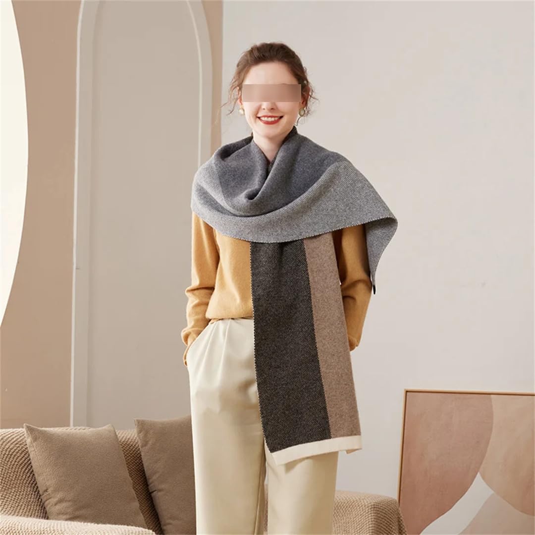 Bufanda de punto de cachemira para mujer, bufanda de punto suave y cálida para otoño e invierno