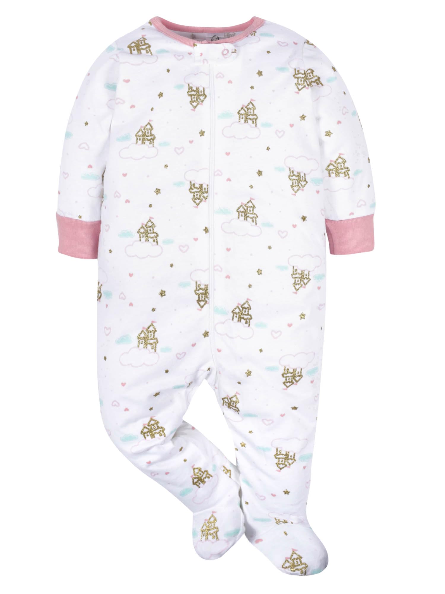 Gerber Baby Girls 4 Pack Sleep 'N Play Footie Baby and Toddler Sleepers - 4