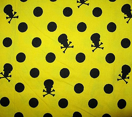 Yellow Pixie Skirt with Black Polka Dot and Skull Print from Sourpuss Clothing2