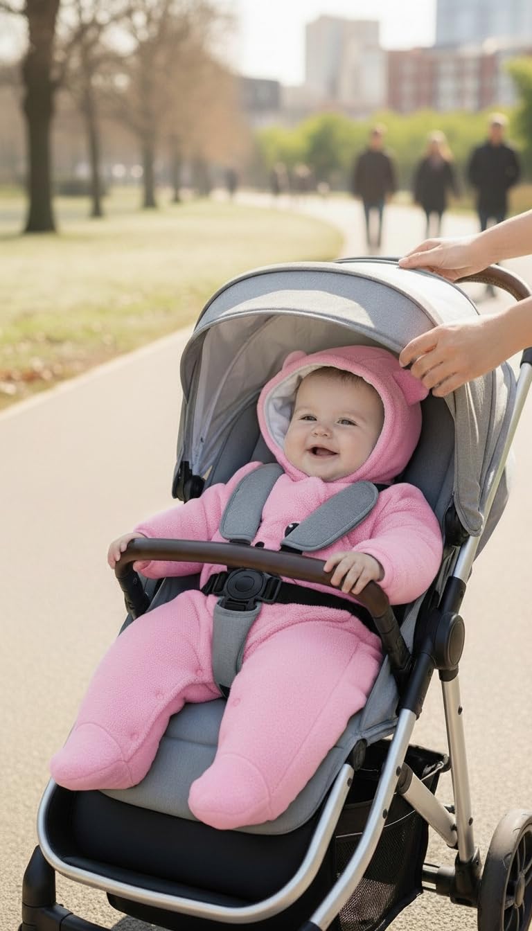 Salopette per Neonato Romper Invernale in Flanella Playsuit con Piedini Felpa con Cappuccio Cartoon,Rosa 3-6 Mesi