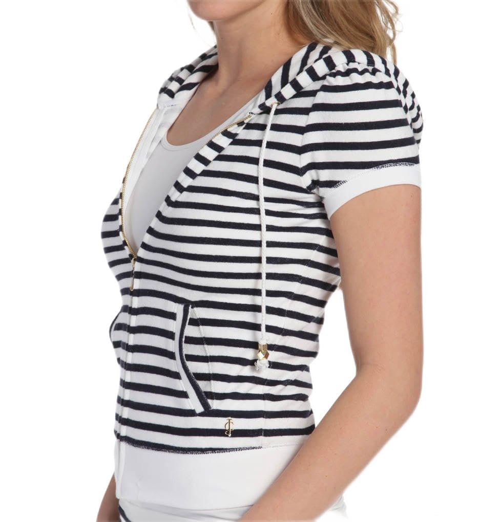 Juicy Couture Women's Short Sleeve Micro Terry Stripe Jacket