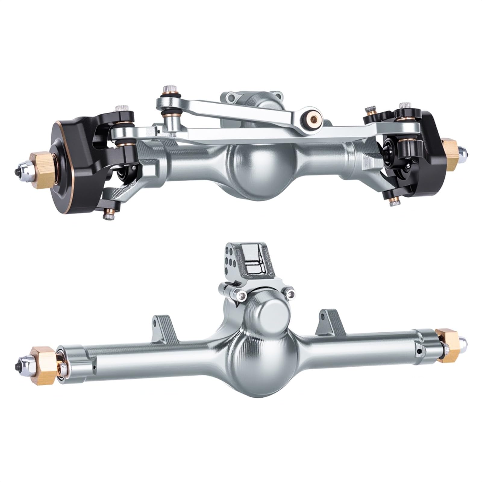 +4mm Planet Front Axles with 3-Section CVD & Brass Steering Knuckles for 1/24 RC Axial SCX24 Upgrade Parts (Titanium Front & Rear)