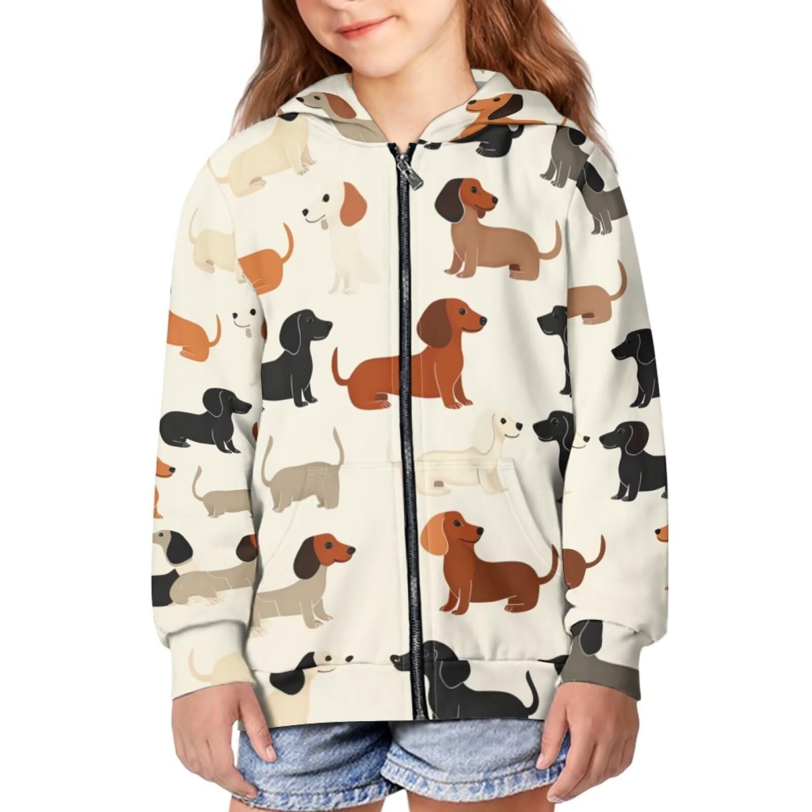 Yruonazao Dachshund Sweatshirts for Girls Fall Outfits Zip Up Hoodies Zipper Sweatshirt Retro Crewneck Sweatshirts Cozy Soft Oversized Hoodies for Every Day Wear Street School Holiday Travel Vacation