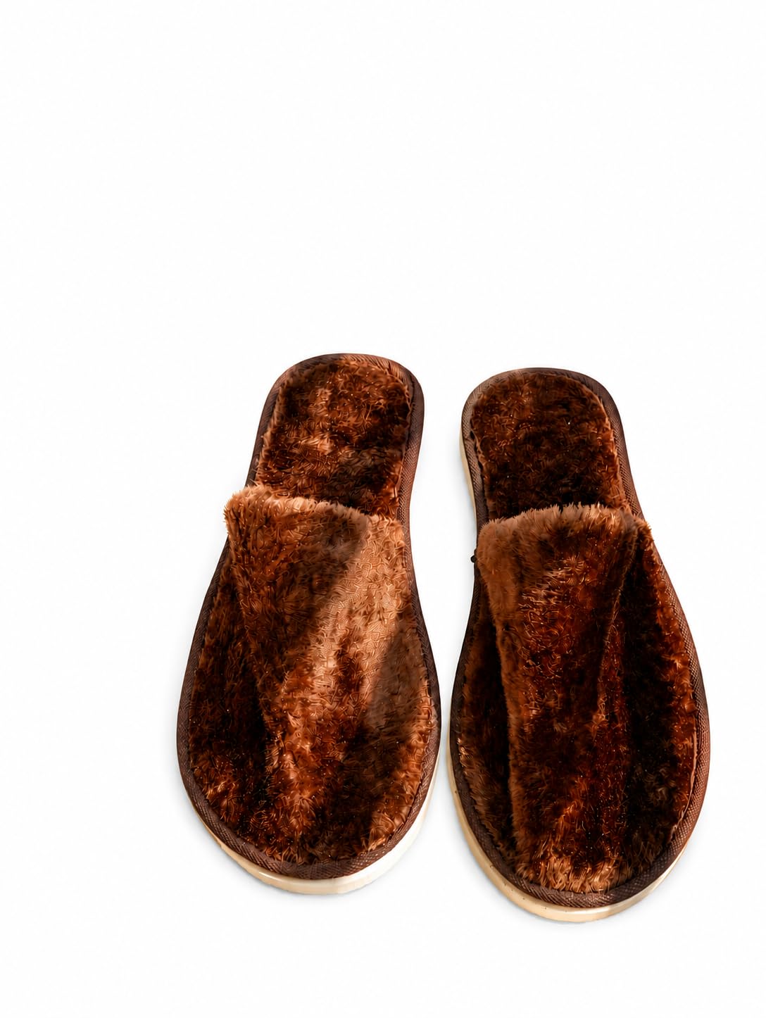 galaxy fashion point ultra soft fur slippers for men & women | warm plush indoor house slippers | anti-skid lightweight cozy bedroom bathroom home slippers | winter comfortable open toe slides (brown)