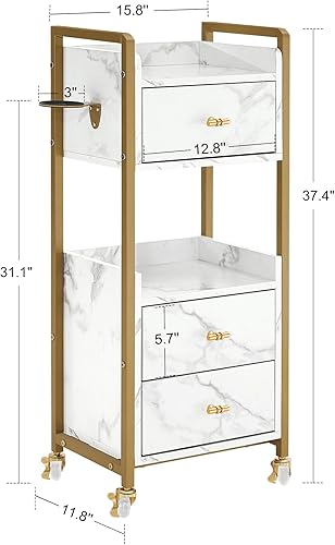 Miniatura 3 de BarberPub Carrito de peluquería con ruedas bloqueables, carrito de almacenamiento resistente a la acetona, carrito de tatuaje rodante con cajones,