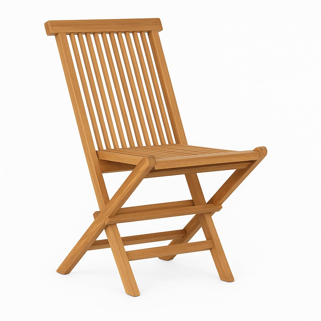 Meubletmoi Chaise de Jardin Pliante en Bois de Teck Massif huilé pour Table de Repas - Extérieur Naturel Patio terrasse Balcon - ANCOLIE