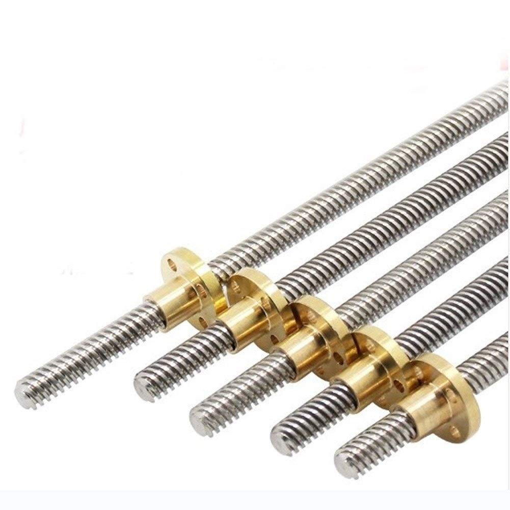 WGD Daoluogan T10 Lead Screw Lead 2mm 4mm 8mm, Length 100-800mm Trapezoidal Spindle Screw And Nut, Stainless Steel Linear Rail For 3D Printer (Color : Lead 4mm, Size : 400mm)