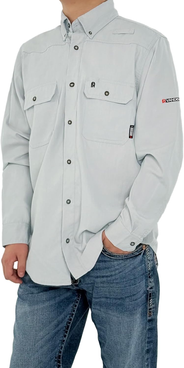 FR Shirts for Men 4.5oz Permanent Flame Retardant Shirts Absorb Moisture and Sweat Welding Work Shirt for Men CAT1