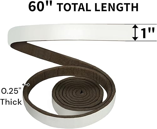 Miniatura 2 de SoftTouch Rollo de tira de fieltro autoadhesivo de alta resistencia de 1 x 60 pulgadas, protege las superficies de arañazos y daños, marrón (paquete