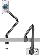 Smartphone Arm, 15W Fast Charging, Qi2 Certified, Cooling Fan Included, MagSafe Compatible, Wireless Charger, 7 Joints, Aluminum, 360° Rotation, Wide Range of Movement, Cable Guide, Convenient