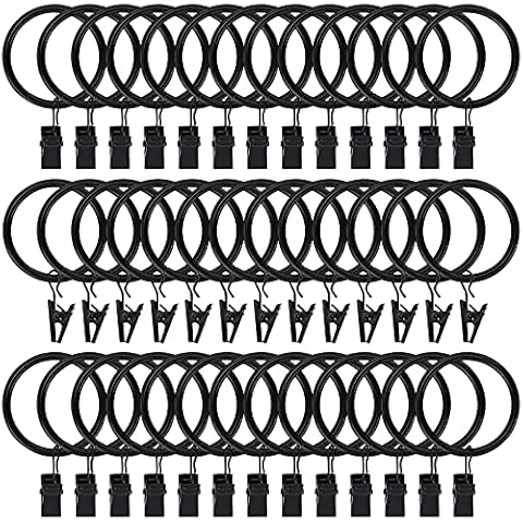 40pcs Curtain Rings with Clips Hooks Cover