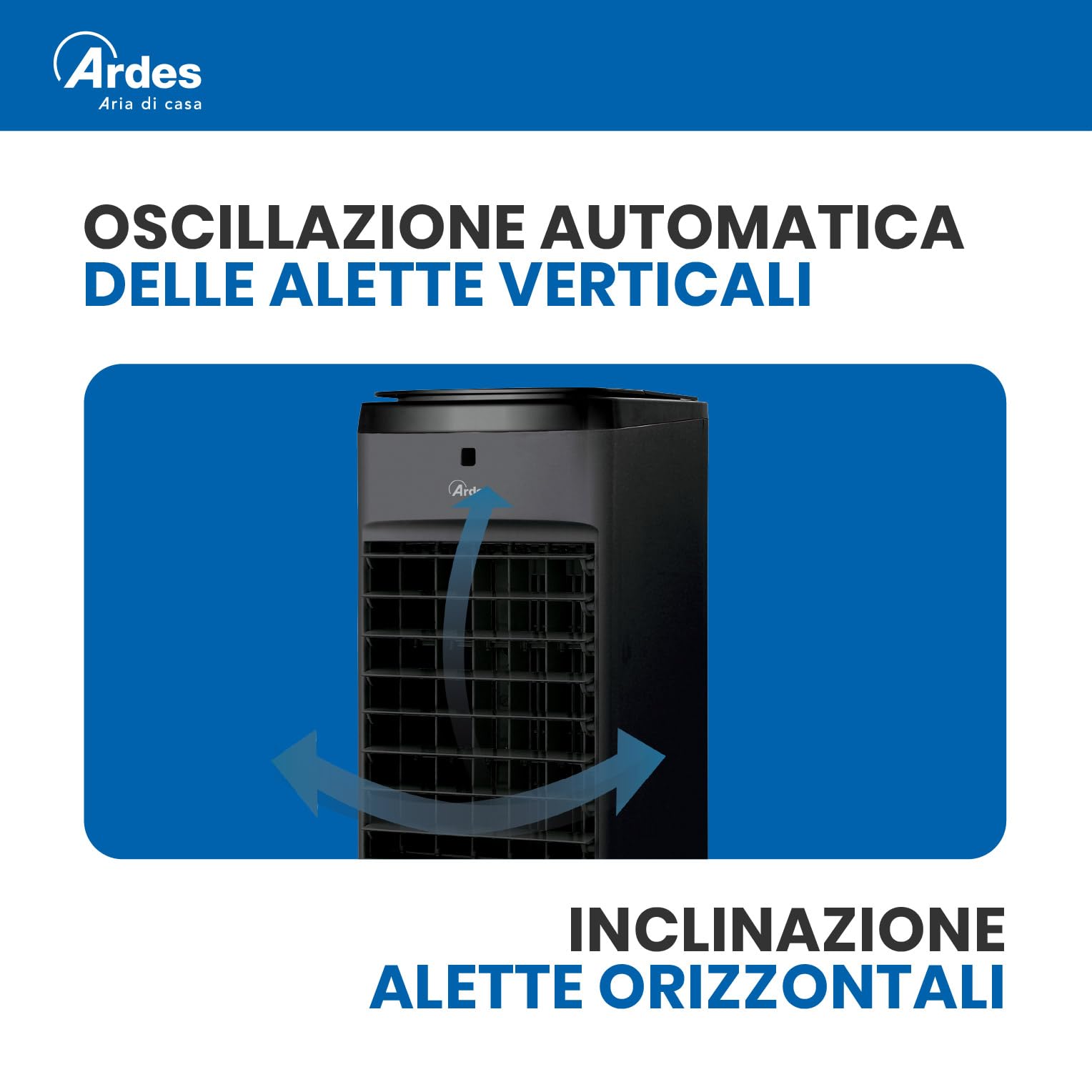 Ardes AR5AMR08 Penny Raffrescatore Evaporativo d'Ambiente con Ruote Digitale Timer e Telecomando capacità Serbatoio 4 L, Nero