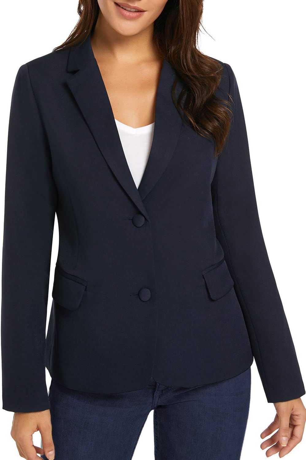 luvamia Women's Long Sleeve Formal Notch Lapel Button Down Blazer Pockets Jacket - Image 6