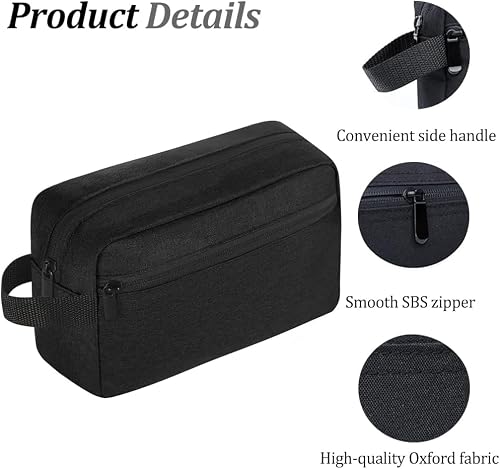 HFLYJPYW Toiletry Bag for Men, Travel Toiletry Organizer Kit Water-resistant Shaving Bag for Toiletries Accessories, Door Room Essentials, Black-medium (Black) — view 3