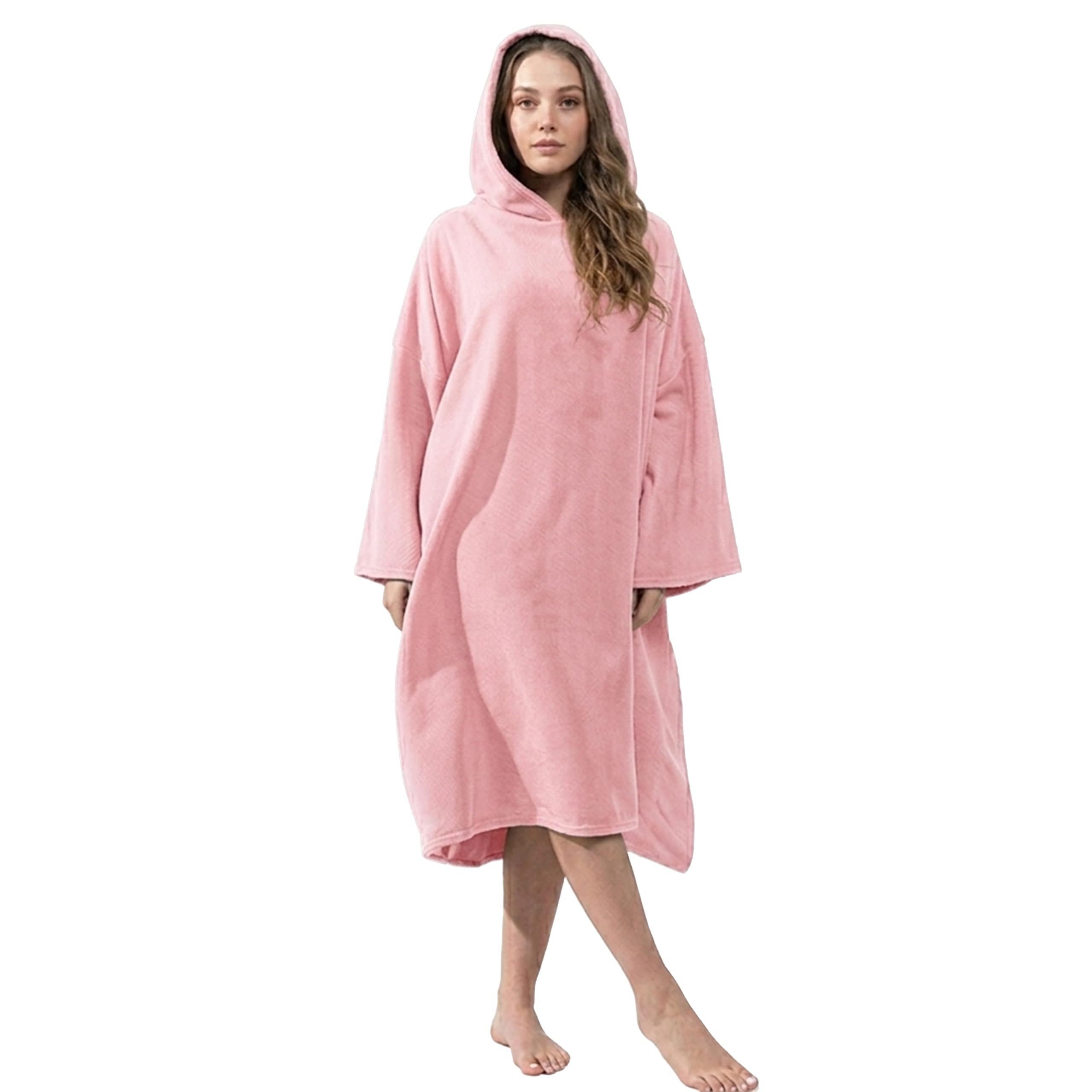 Olivia Rocco Women's Pink Poncho Changing Robe For Swim Surf Beach Gym Towels Hooded Large Absorbent Quick Dry Microfibre Towel Robe,