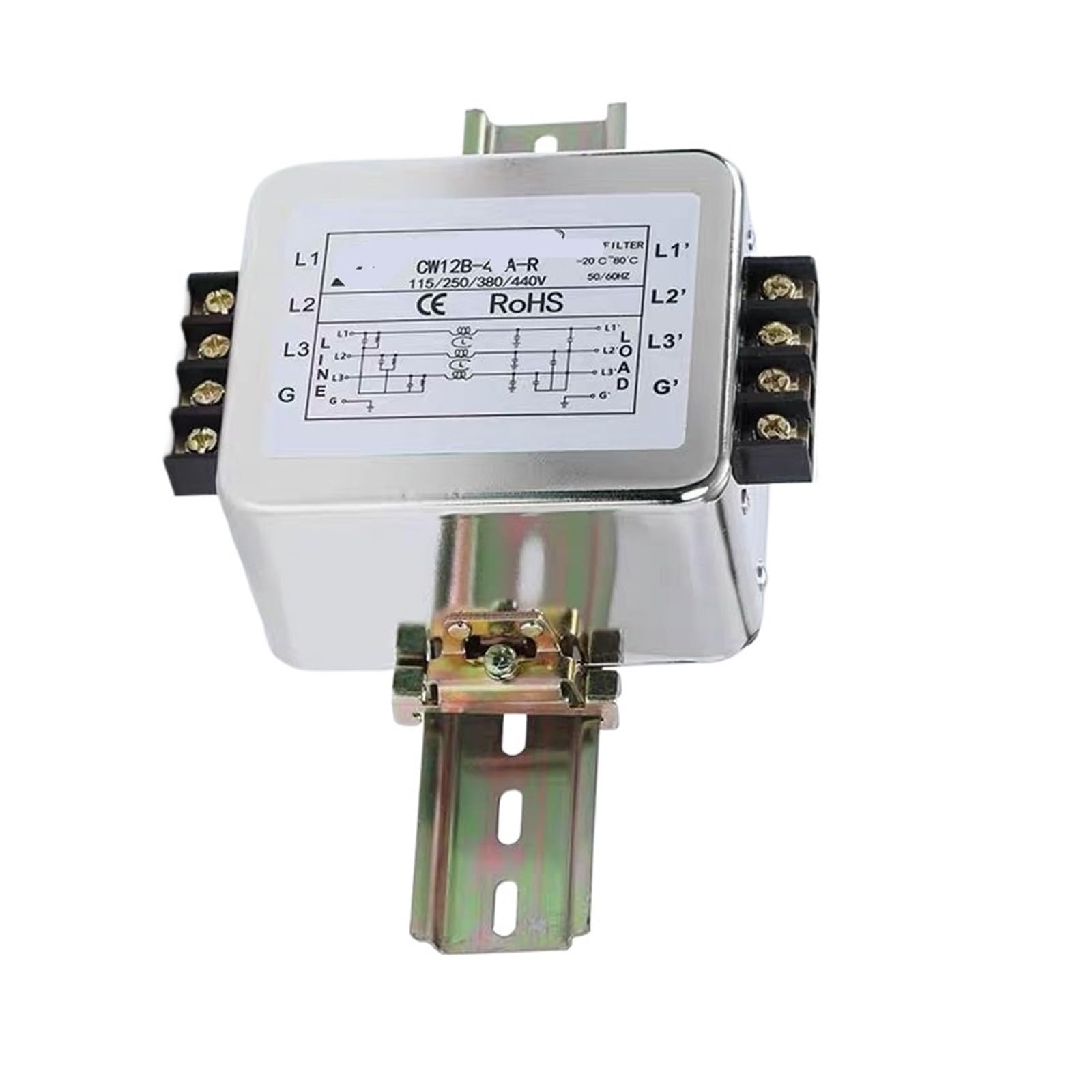 Filtro trifásico de tres cables CW12B-3A-R para eliminar fallos por ruido en carril de CA