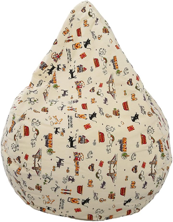 Large Bean Bag Chair Cover for Stuffed Animals Kids - Plush Toy Storage Organizer Without Filling - Premium Quality Linen & Oxford Material - Extra-Large Size - - Cats