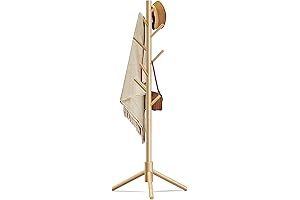 Space-Saving Wooden Bag Hanger Stand with Adjustable Heights for Easy Organization