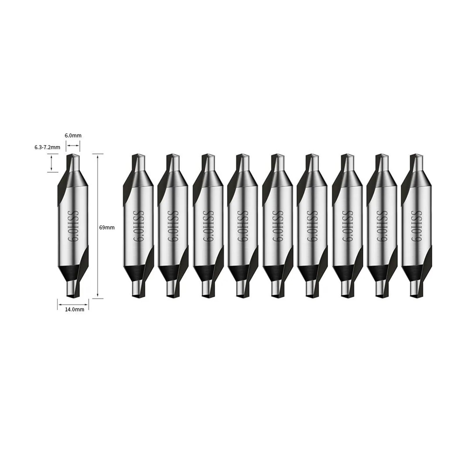 Juego de 10 brocas de centrado HSS de 1,5 a 6,0 mm for taladro de centrado.(6.0mm)