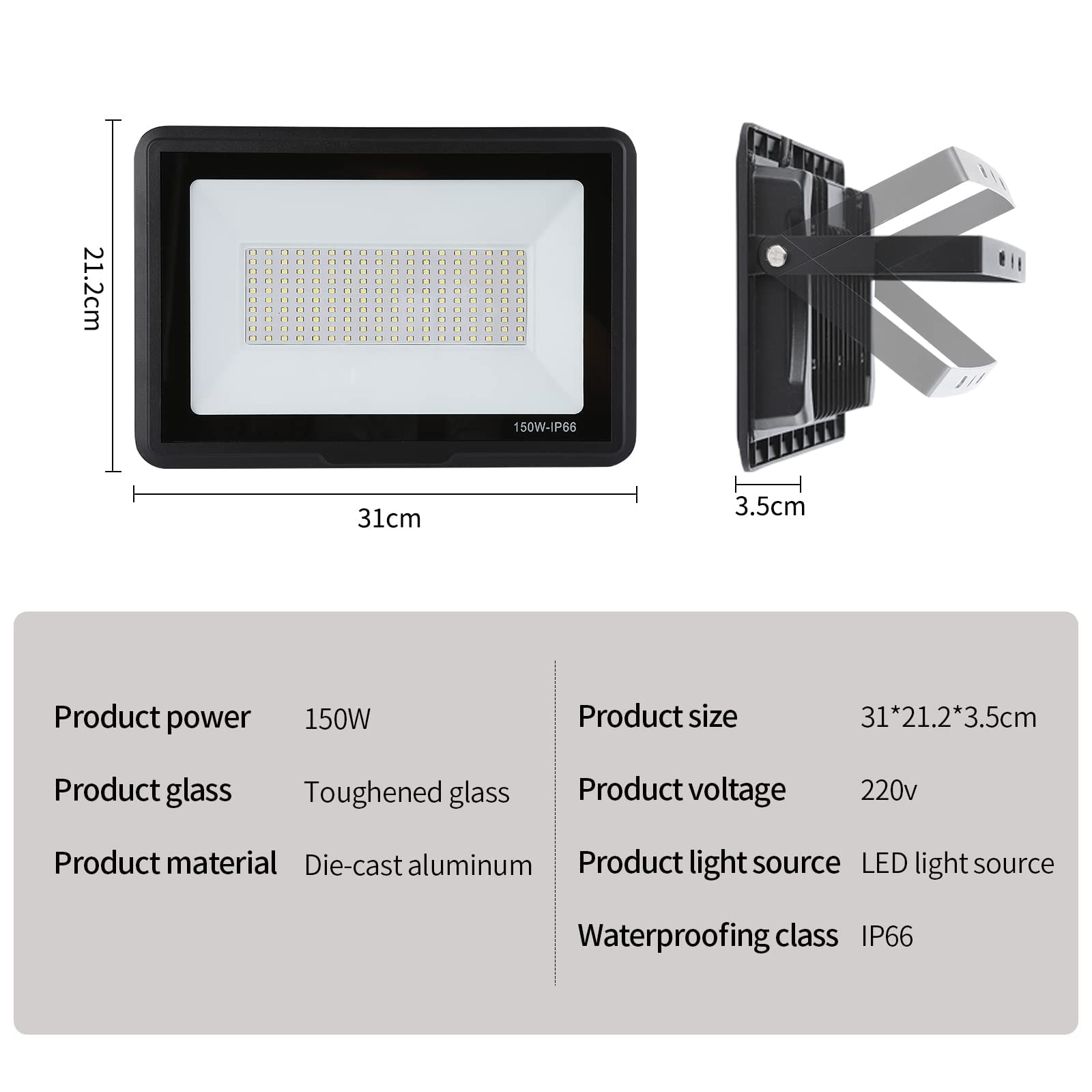 LED Strahler Außen 150W: 15000LM 3000K IP66 Flutlichtstrahler Außenleuchte | Led Scheinwerfer Energiesparend Flutlicht Für Sportplätze,Garagenhöfe,Gärten