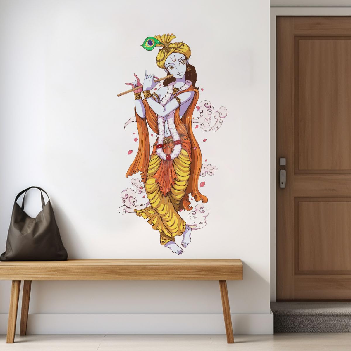 Rawpockets Lord Krishna with Flute ' Wall Sticker-(PVC Vinyl,105cm X 55cm)