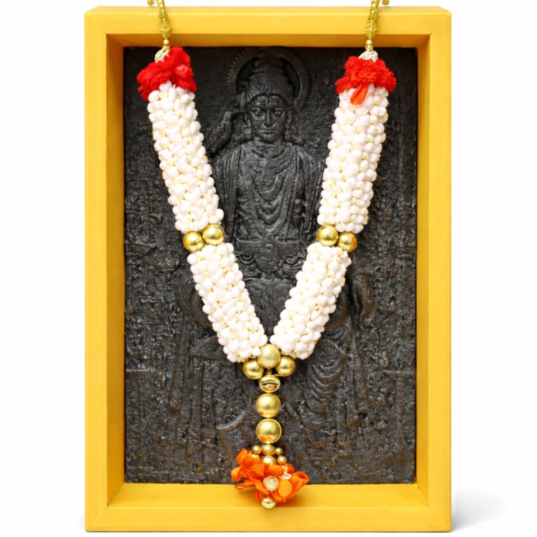 divyashilp Shani Dev Stone Idol with Brass Colour Frame Shani