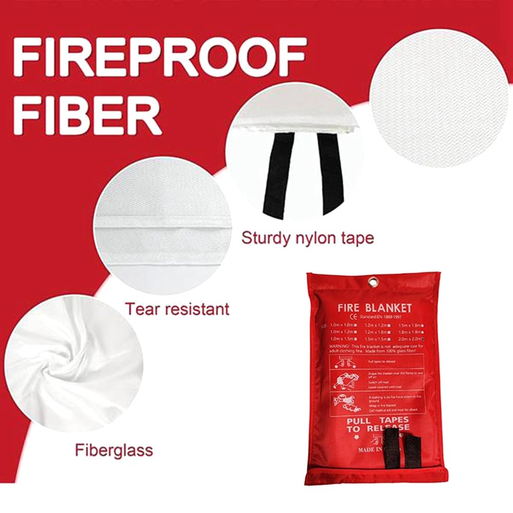 Tlilyy - Manta antifuego de emergencia para cocina, parrilla, chimenea (78,7 pulgadas x 78,7 pulgadas)