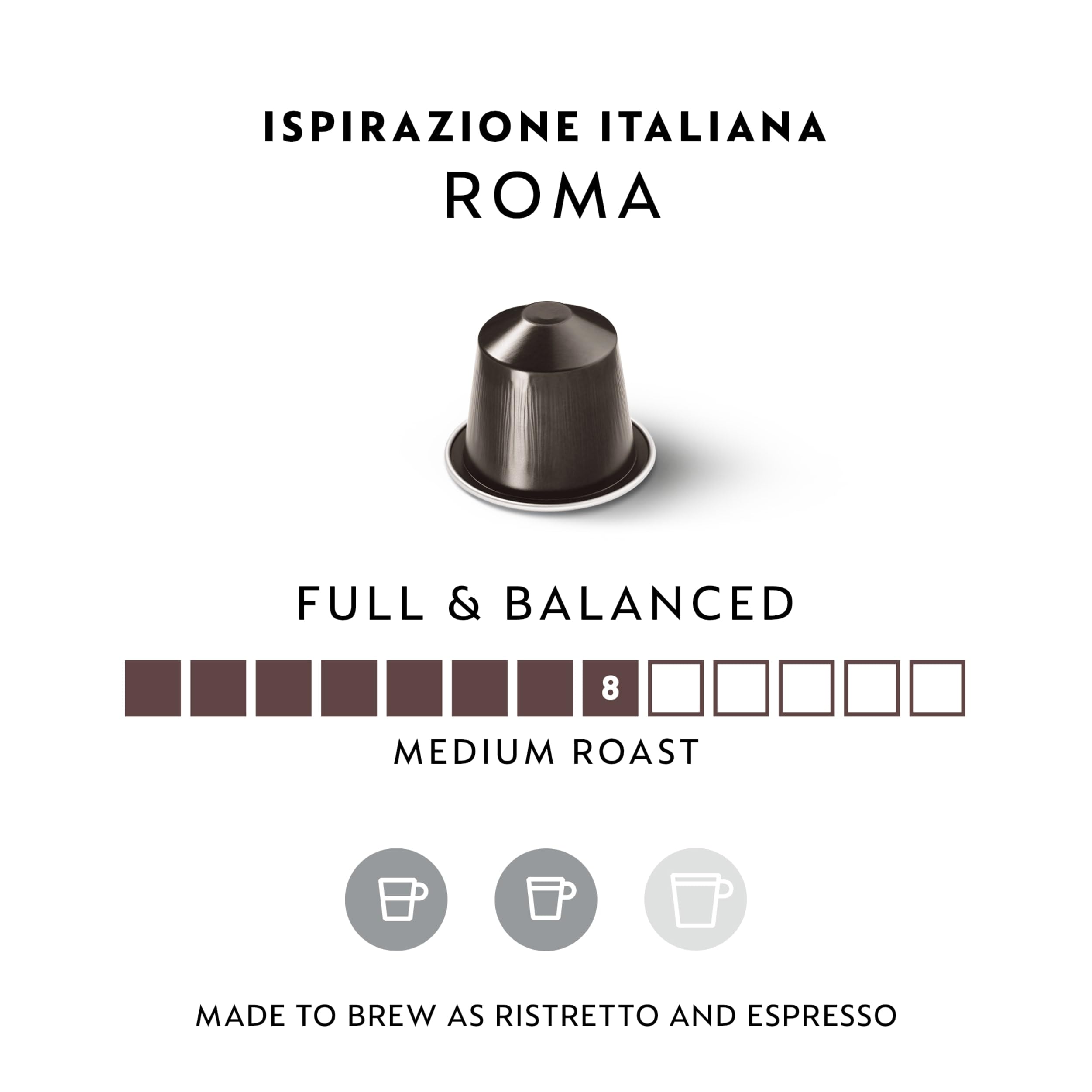 Nespresso Original Cápsulas de Café Roma, 100 Cápsulas para Máquina de Café, Cafetera, Tueste Ligero con Notas Amaderadas