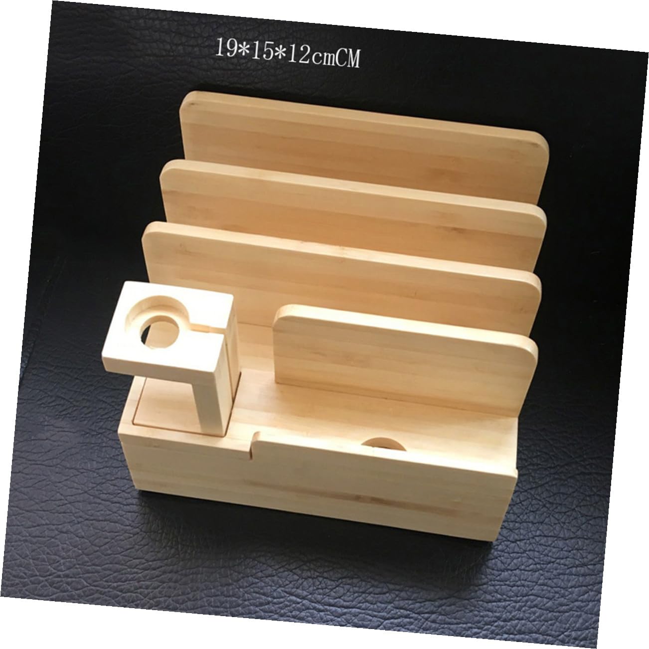 DOITOOL Support de Chargeur en Bambou Naturel pour Montre Connectée et Téléphone Portable, Station de Charge Multifonction Bureau, Compatible Montre Intelligente, Finition Bois, Taille