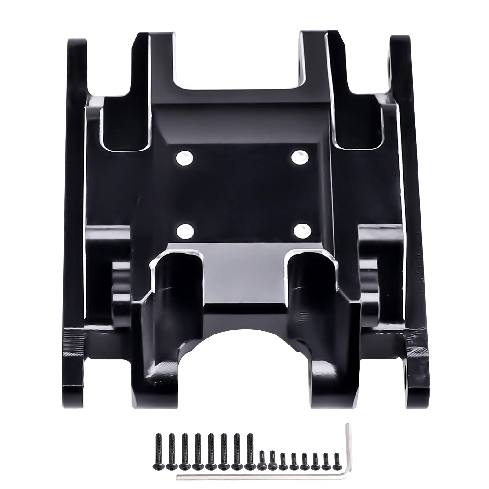 Aluminum Skid Plate Transmission Mount Heavy Duty for TRX4M K10 High Trail F150 Bronco Defender 1/18 Crawler Car Upgrades (Black Silver)