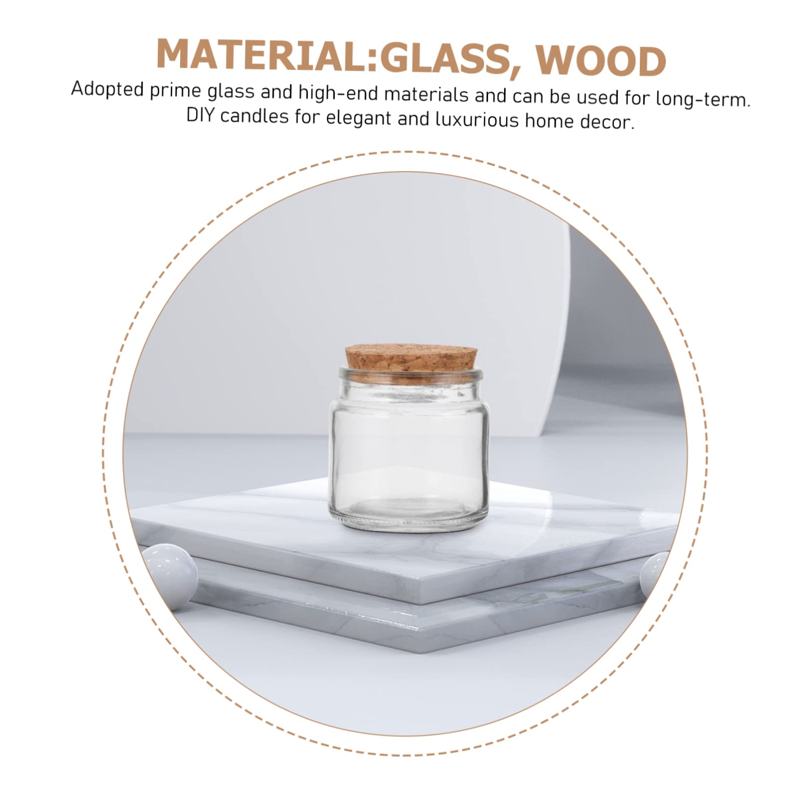 Leere Kerzengläser aus Glas mit Holzdeckel, für Selbstgemacht | Durchsichtige Behälter, 8 Stück, für Kerzenherstellung und Aufbewahrung Kleiner Dinge
