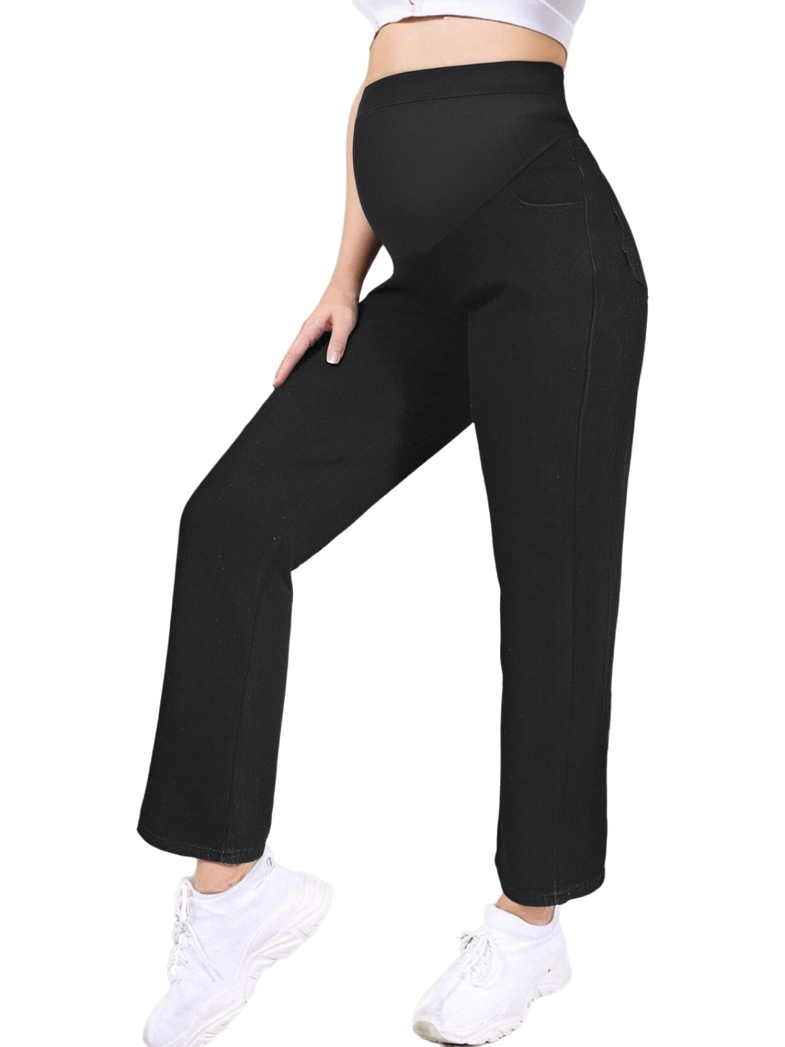 Pantalons Grossesse Jeans Longues Élastiques pour Femmes Enceintes