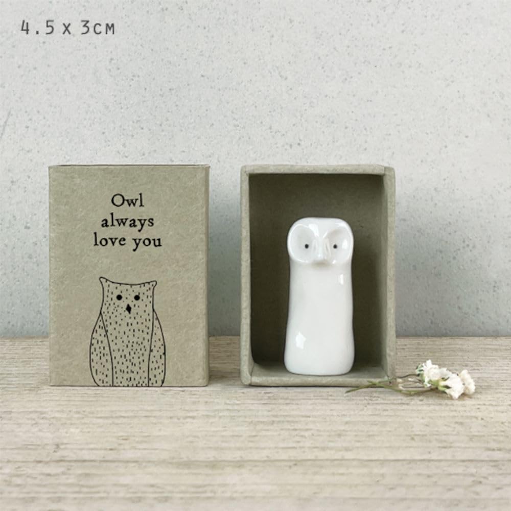 Mini Porcelain Matchbox Owl | Friendship Boxed Token Gift