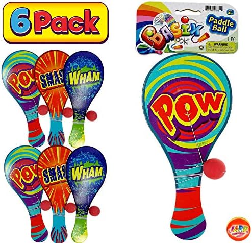2GoodShop Wood Paddle Ball with String (Pack of 6) | Real Quality Paddle Balls Classic Game Toy | Item #751-6p