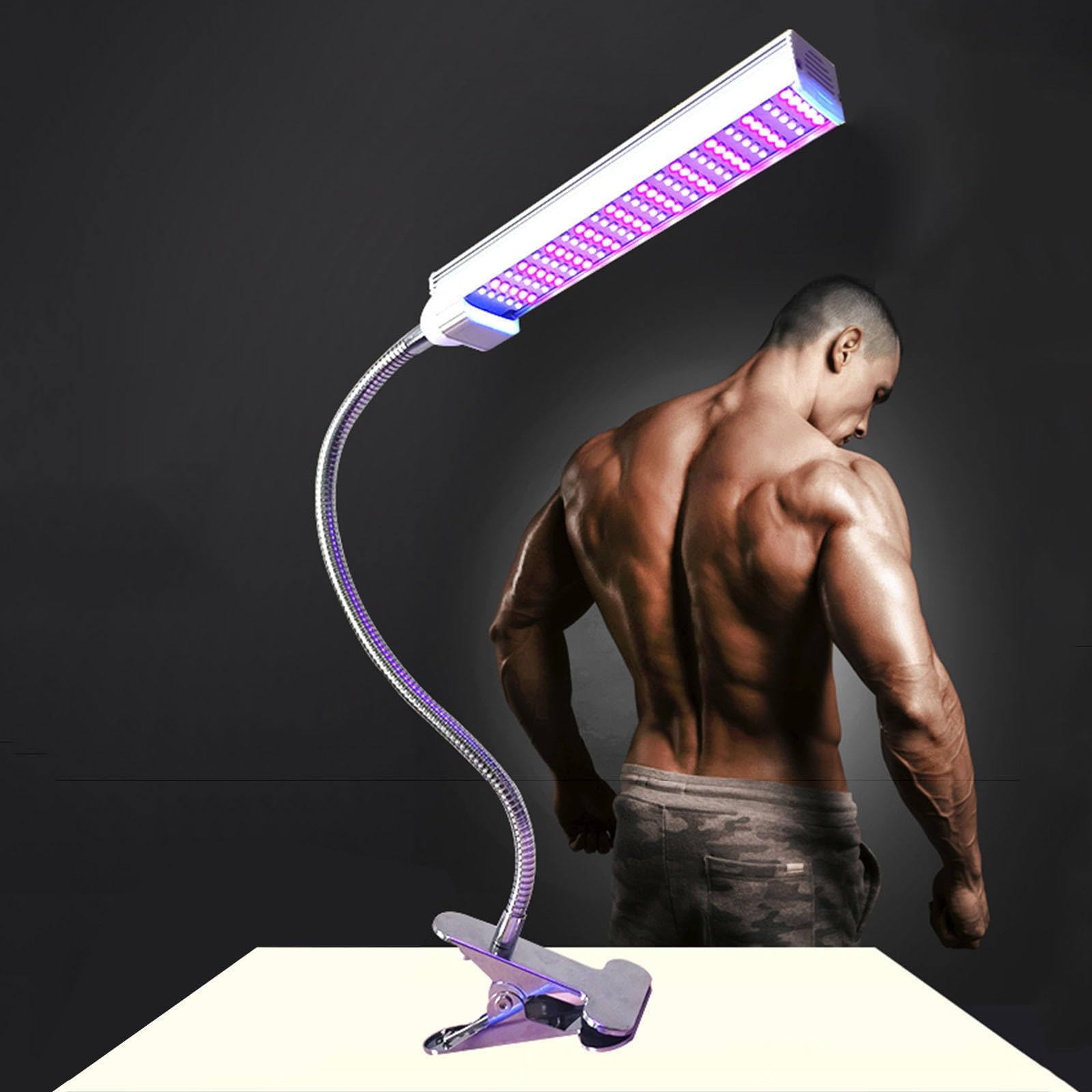 Domowa lampa opalająca, 15W LED UV Clip-On Domowe urządzenie do opalania do opalania ciała i twarzy, regulacja 360°, obszar napromieniania 60×30 cm, z synchronizacją, całoroczny brąz