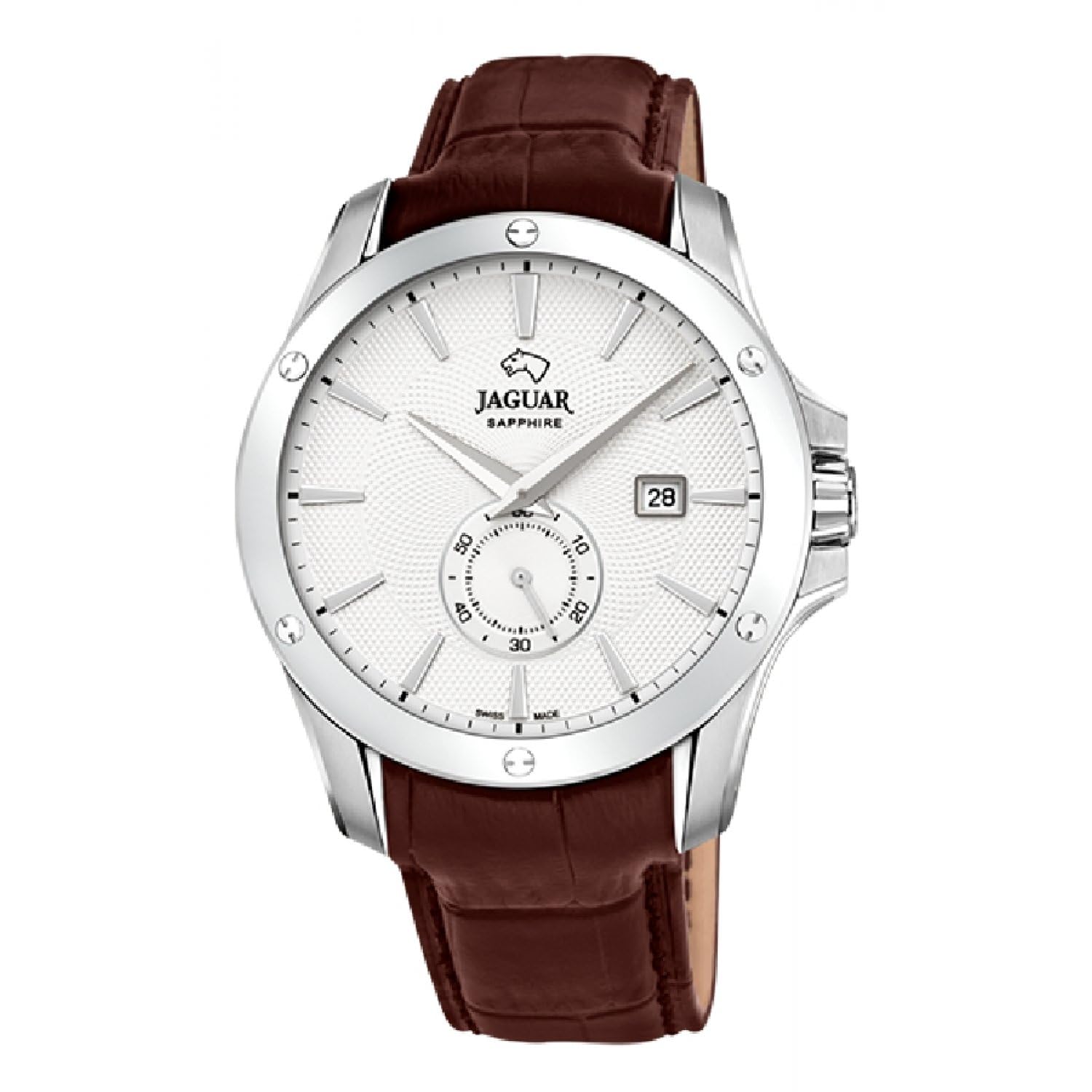 JAGUAR Men's Watch J878/1 Acamar 316L Stainless Steel Case Silver Brown Leather Strap