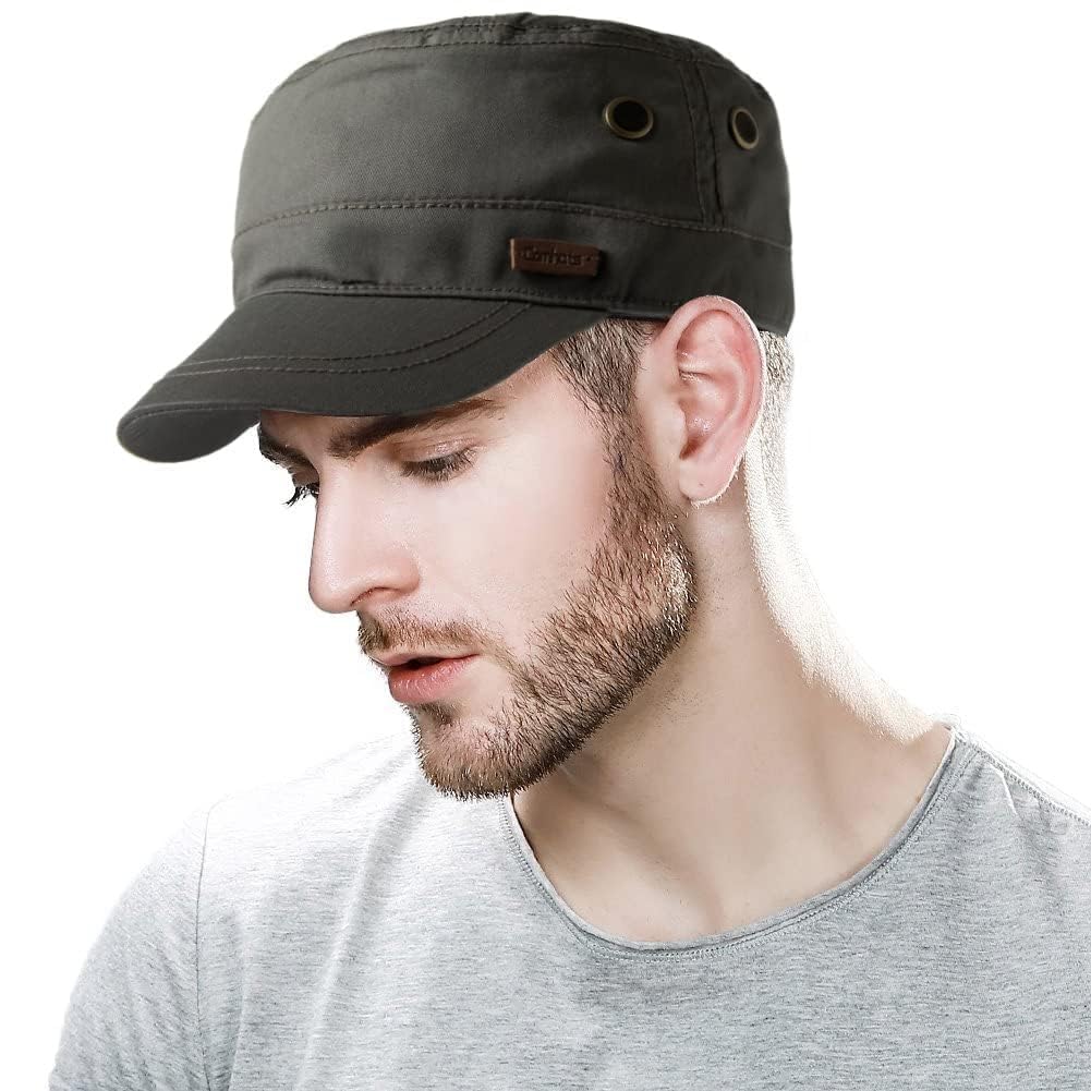 Unisex Mens Cotton Army Caps Military Hats Baseball Sun Hat Trucker Cadet Combat Cap for Men Green Large