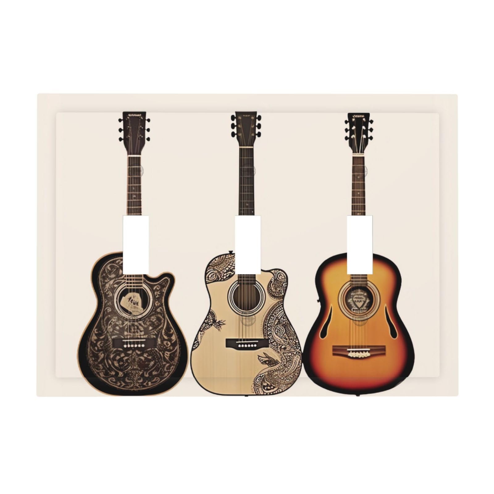 Kloph Guitar Decorator Light Switch Covers Wall Plate 3-Gang Mid Size 6.7" X 4.8" Triple Toggle Switch Wallplate Decorative 3 Gang Wall Switch Plate Covers Polycarbonate Thermoplastic