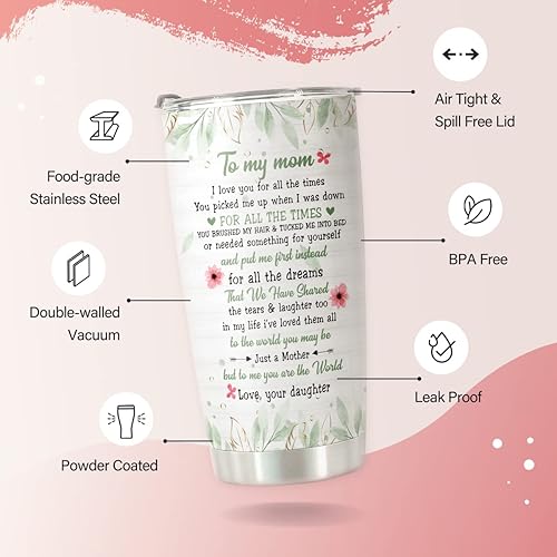 Miniatura 4 de Vaso con pajitas para mamá  Regalos para mamá de hija  Regalos para mamá  Regalos de cumpleaños para mamá, regalos de Navidad para mamá de parte de