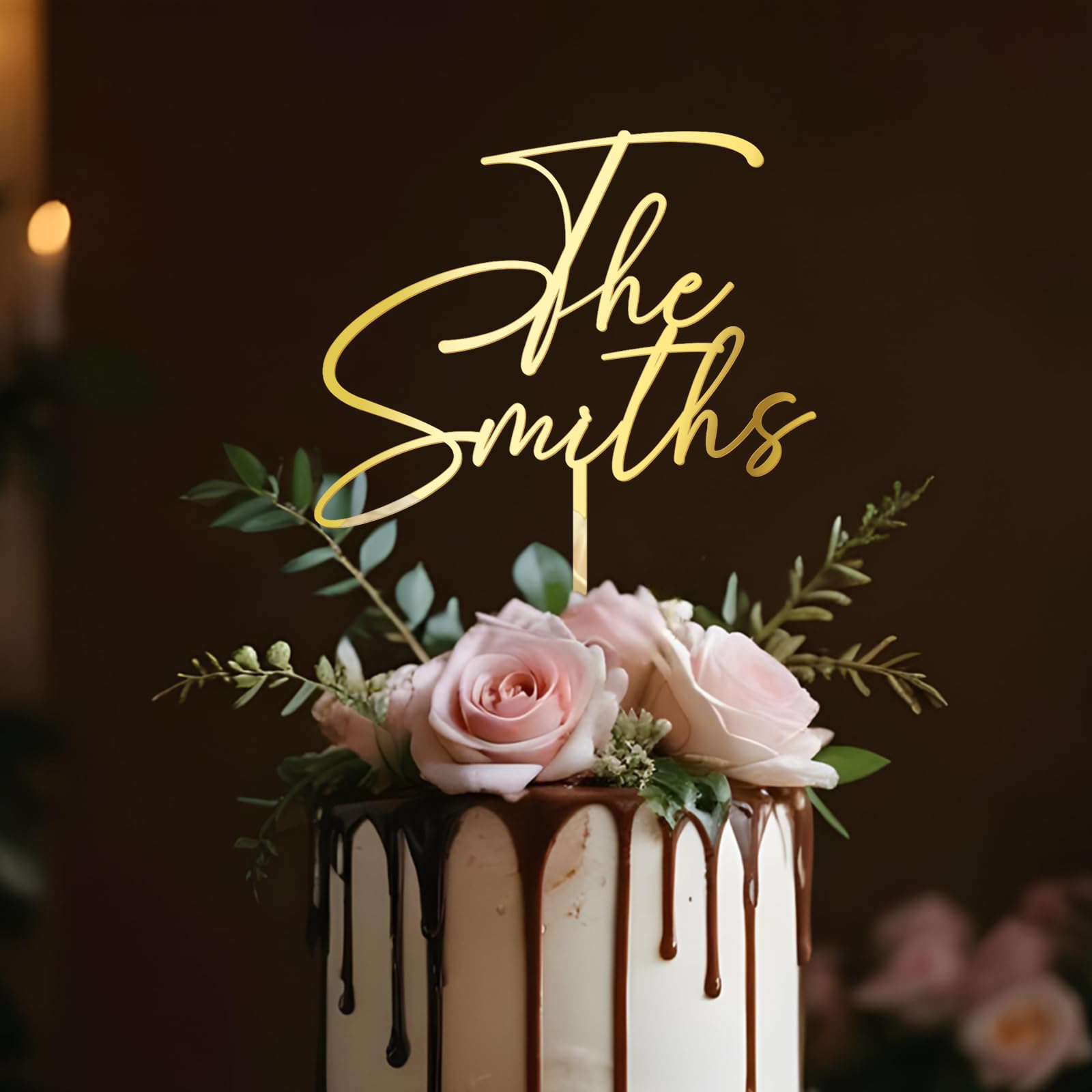 Party to Be Customized Wedding Cake Topper with Bride and Groom's Last Name Personalized Cake Decoration in Acrylic
