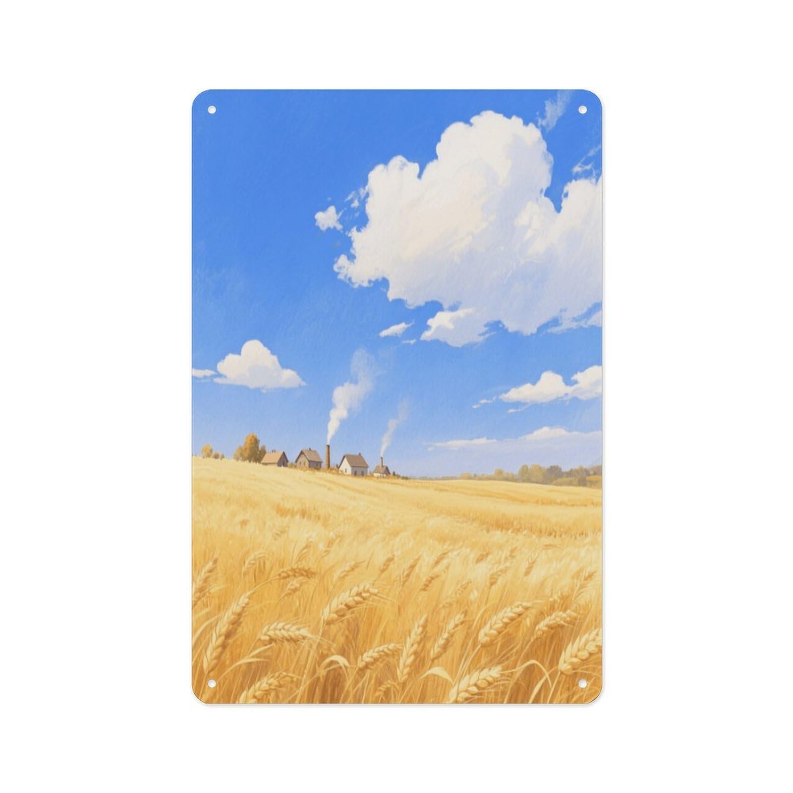 Fekiloot Style Golden Wheat Fields In Autumn Wall Decor Metal Signs Tin Signs Poster