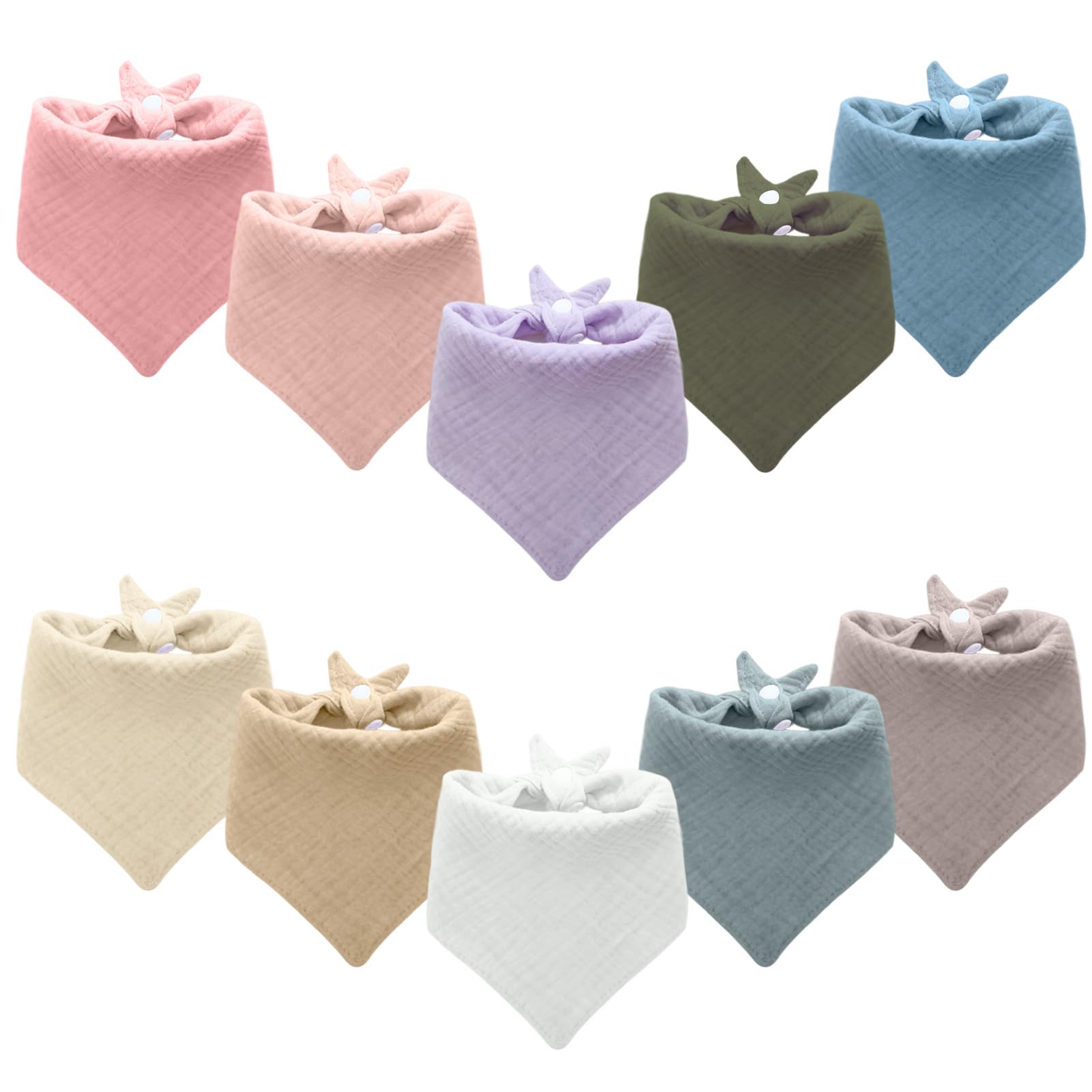 Tacitmeet 10 Pack Baby Bibs Muslin Dribble Bibs