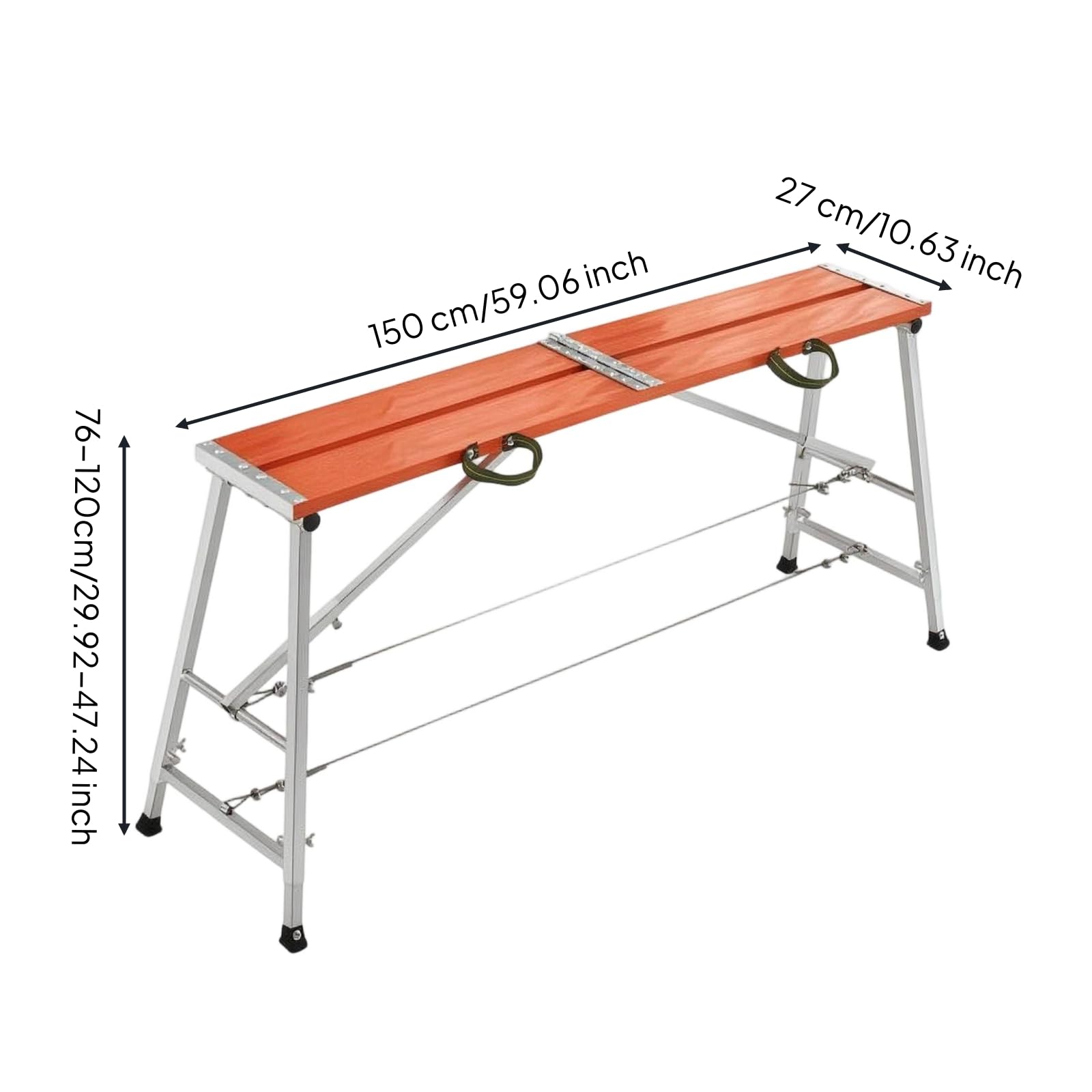 Piattaforma di Lavoro con Maniglie Laterali Portatile Ponteggio Pieghevole Salvaspazio Pedana per Imbianchini, Pittura, Cantiere, 200 30 Cm