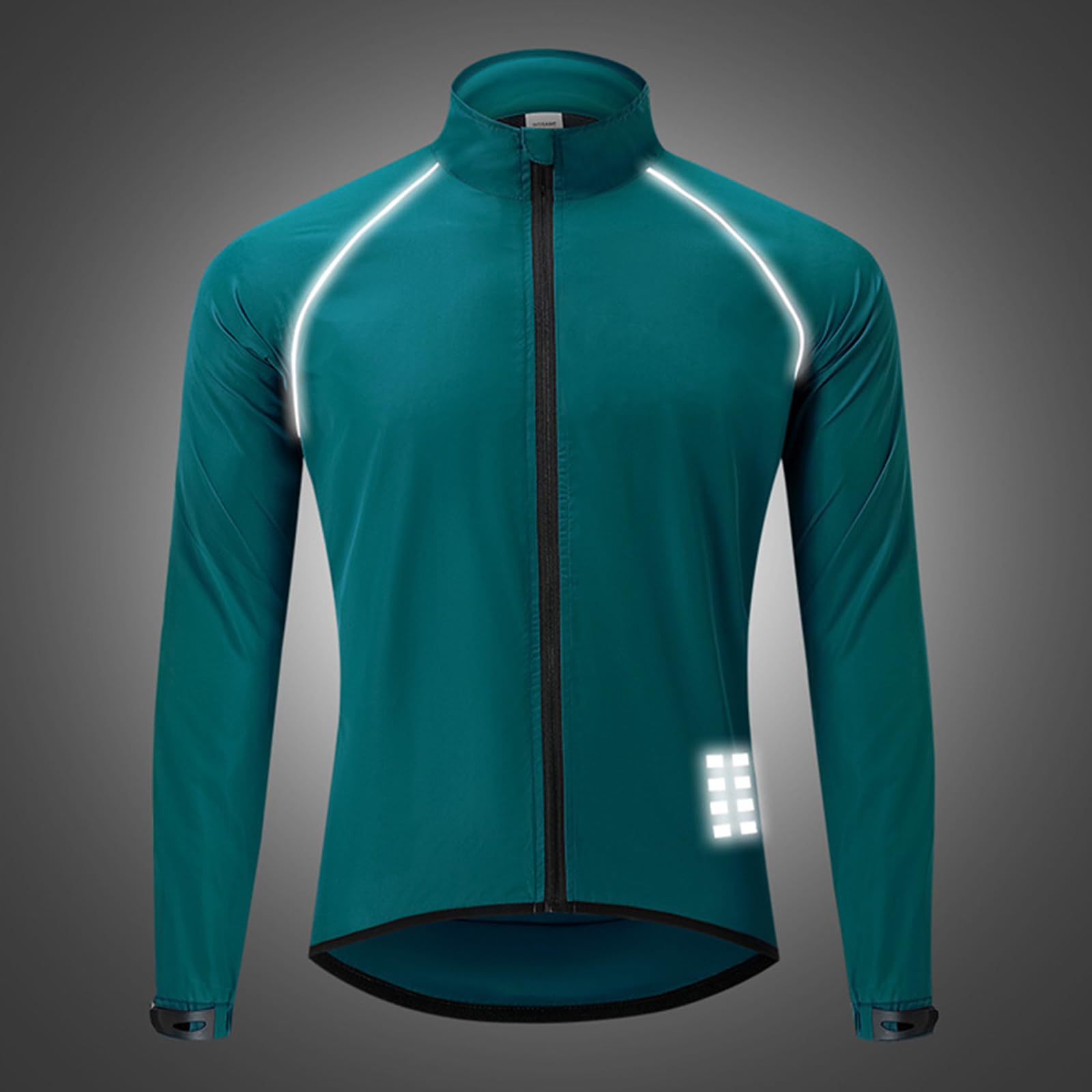 ARMAAN Giacca da Ciclismo Riflettente ad Alta visibilità da Uomo Impermeabile Ultraleggera per MTB Giacca a Vento per Bicicletta Abbigliamento Sportivo da Esterno Antivento a Maniche,Blue-3XL