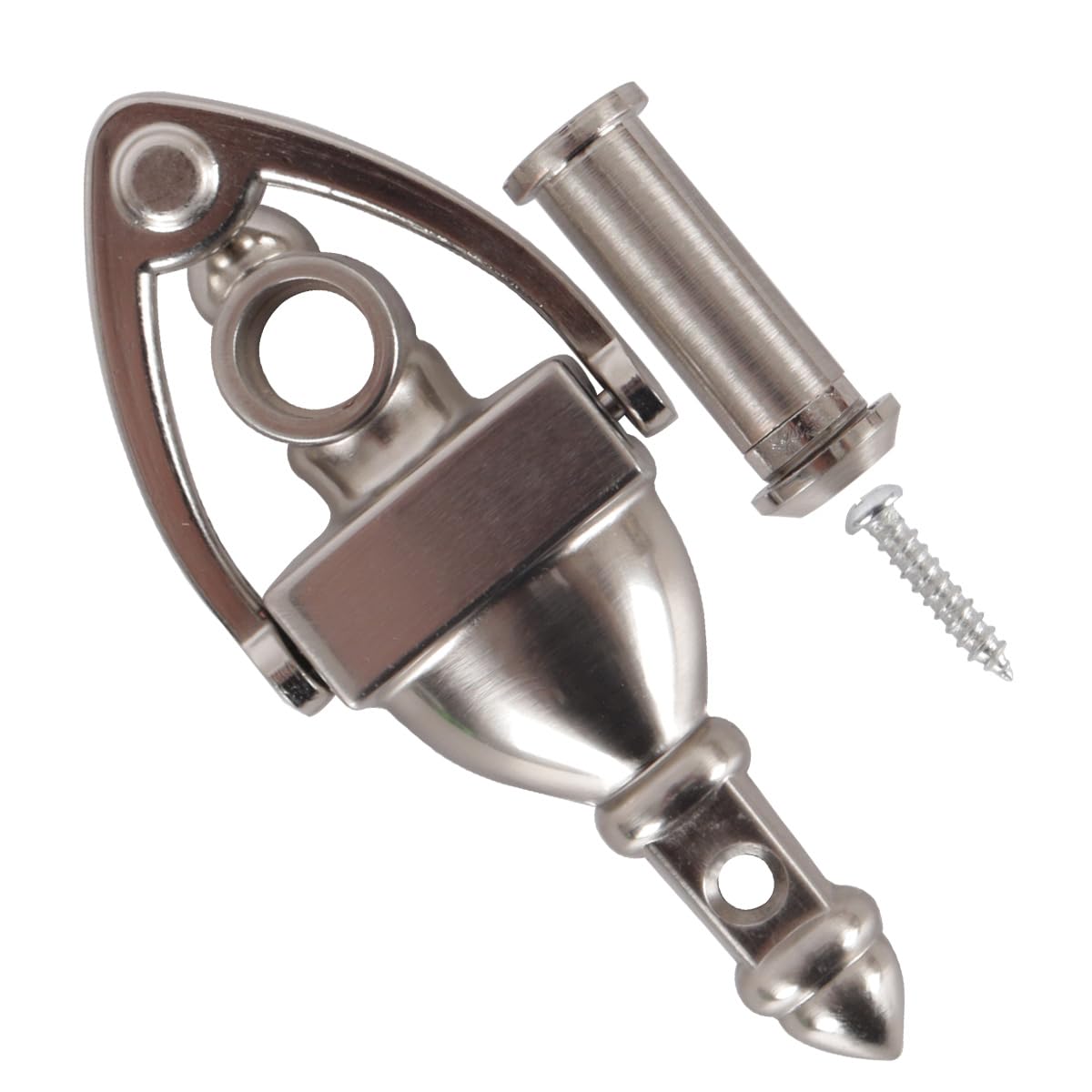 DUZEPA Door Knocker with 180 Degree Peephole Viewer Zinc Die-Cast Front Security Knocker with Integrated Door Viewer 102mm Height Satin Nickel