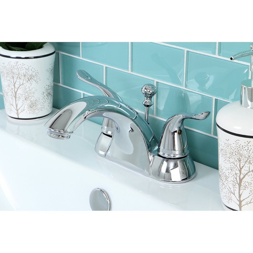 Kingston Brass KB2621YL Yosemite 4 Inch Centerset Two Handle Lavatory Faucet, Polished Chrome, 5-1/8 inch in Spout Reach, Polished Chrome