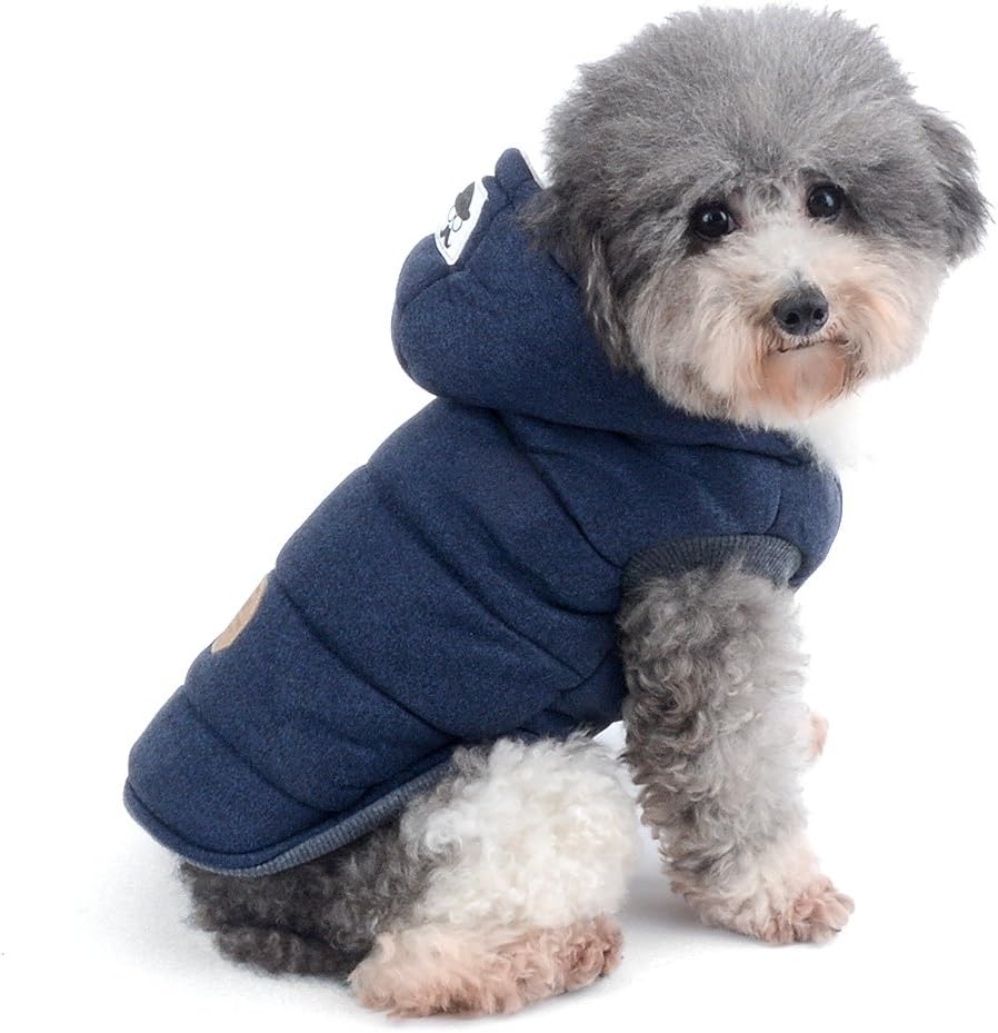 Ranphy Dog Winter Fleece Coat Cold Weather Jacket Hoodie for Small Medium Dogs Pet Cotton Padded Vest Coat