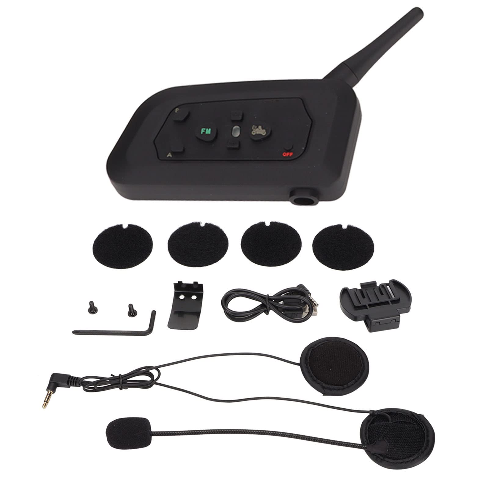 KUIDAMOS Auriculares Bluetooth para Casco con Función Impermeable IP65 y Radio FM para Motociclismo, Alcance de 1000 M