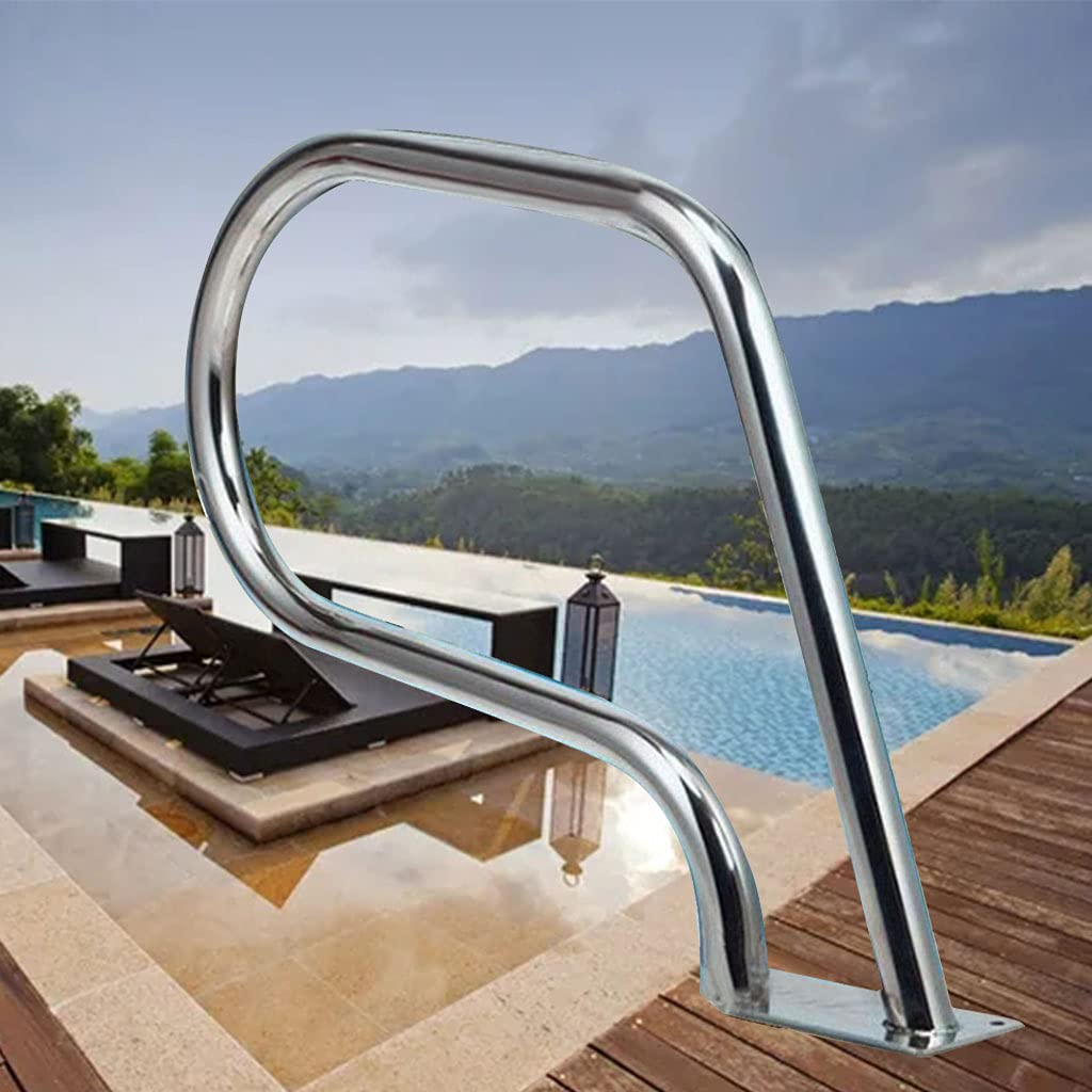 MSHGSKU Pool Handrail Swimming Pool Handrails for Inground Pool, 304 Stainless Steel Pool Railing Handrails Easy to Install,Silver (1pcs)